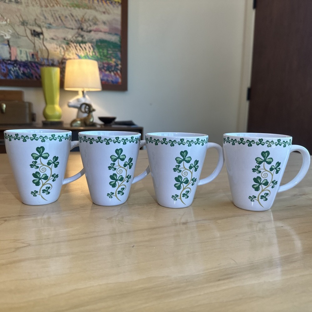 1970's Irish Mug‎ Shamrock  Brendan Erin Stone Ireland Arklow Green White ARK50